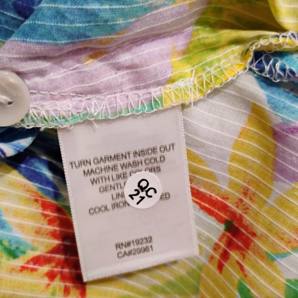 NWT Alfred Dunner Button Blouse Tropical Print 3/4 Sleeve 100% Cotton Size PL - Picture 7 of 7